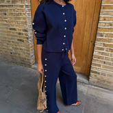 Navy Studded Knit Jogger