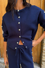 Navy Studded Cardigan