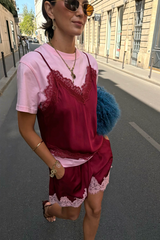 Pink & Burgundy Overlay T-Shirt