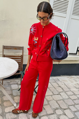 Red Amore Wide Leg Knit Joggers