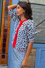 Sky Blue Deer Embroidered Chloe Cardigan