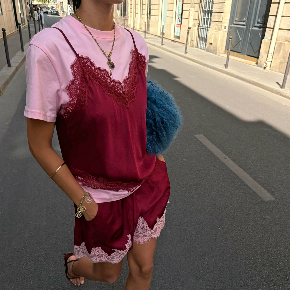 Pink & Burgundy Overlay T-Shirt