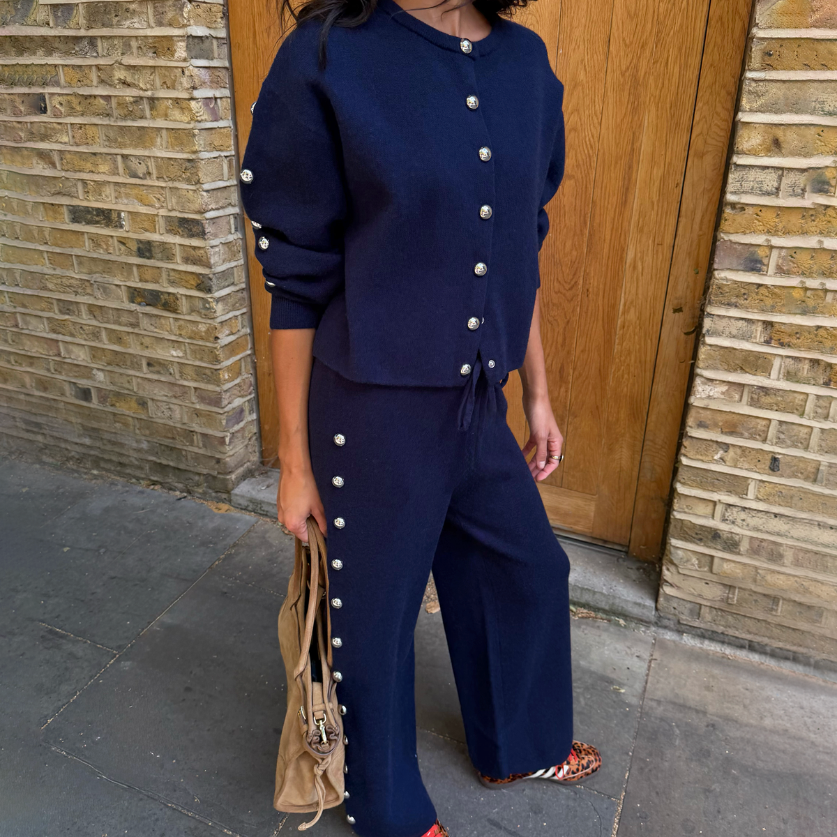 Navy Studded Knit Jogger