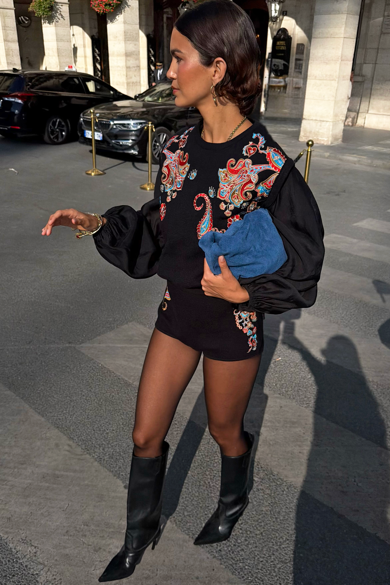 Black Paisley Hot Pants
