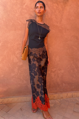 Black & Chocolate Lace Jersey Top
