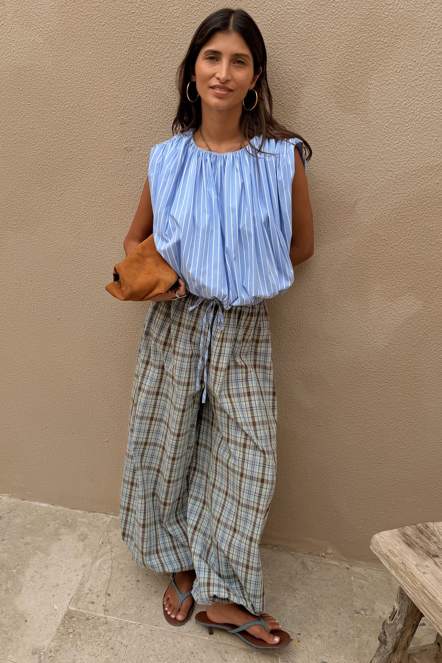 Blue Stripe Bubble Top
