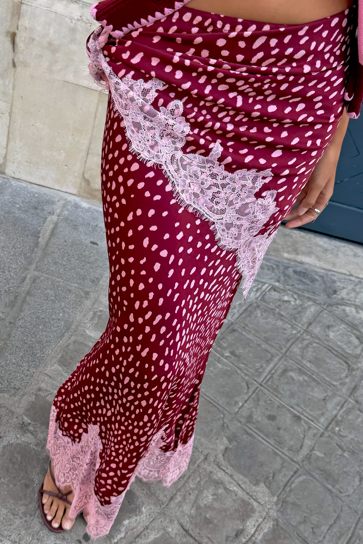 Burgundy Deer Bandana with Lace