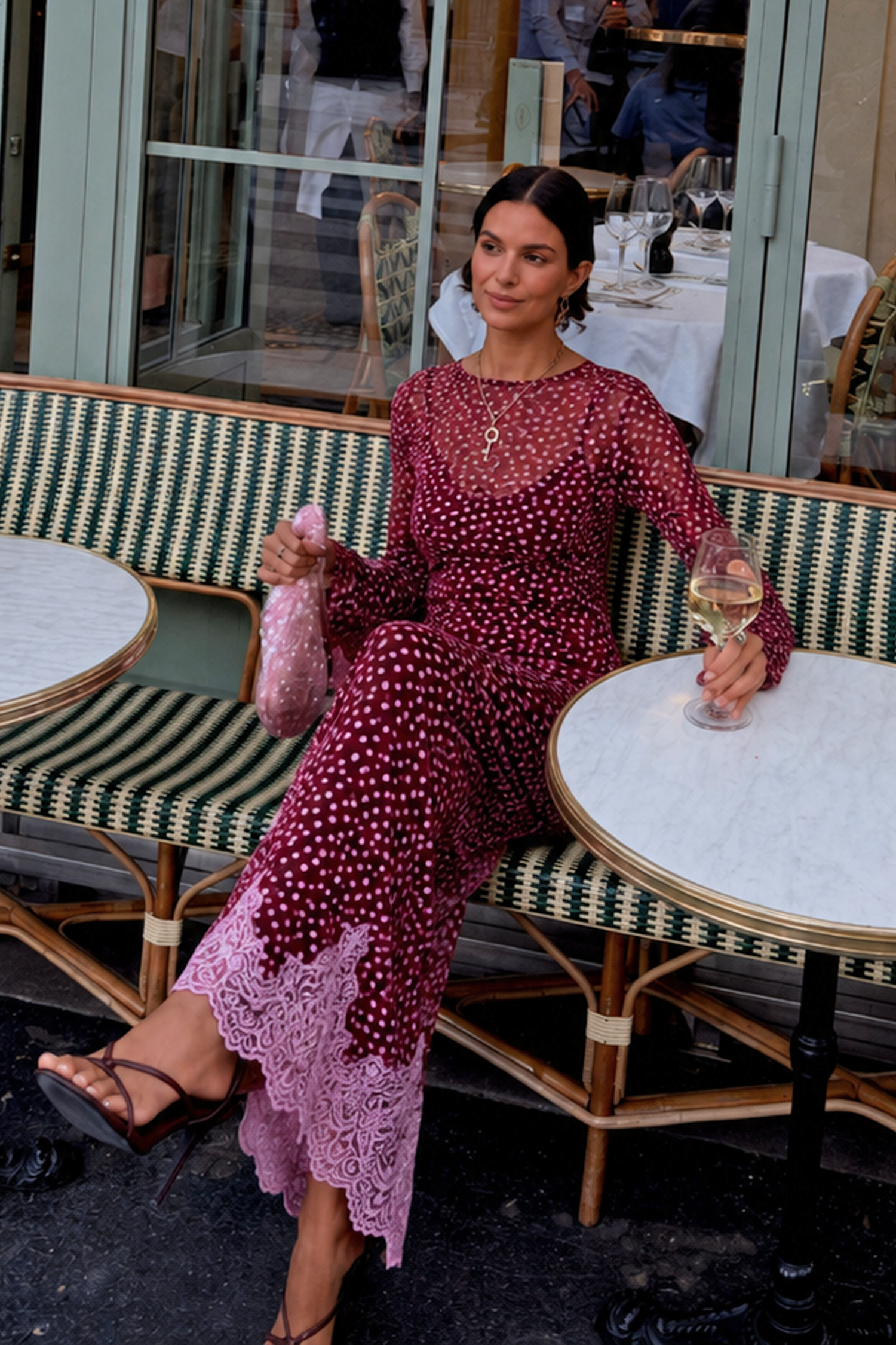 Burgundy Deer Mesh Top