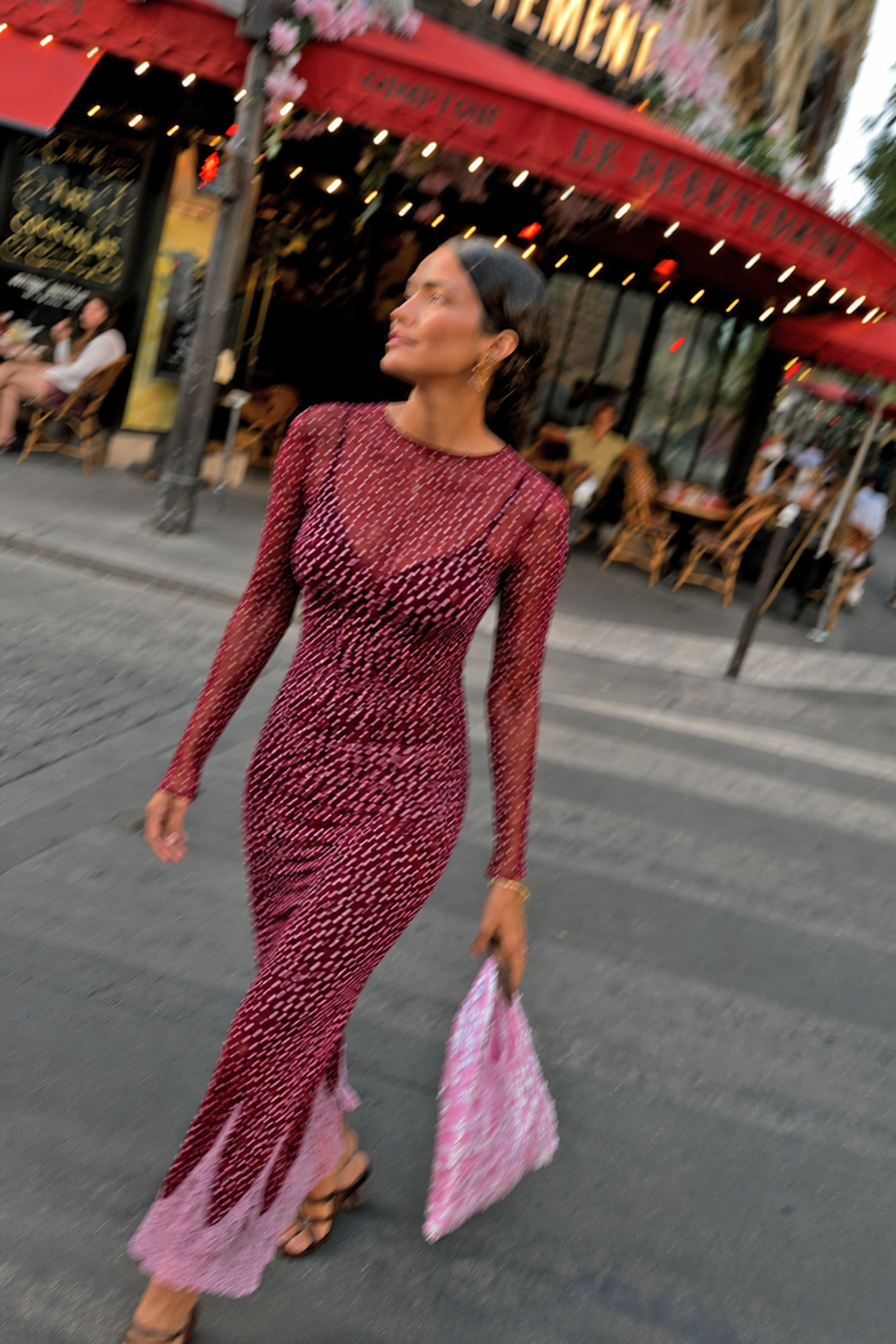 Burgundy Deer Mesh Top