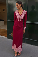 Burgundy Lace Cardigan