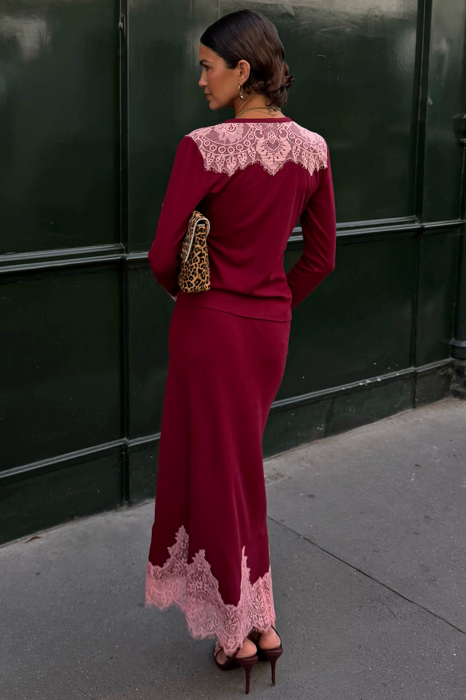 Burgundy Lace Cardigan