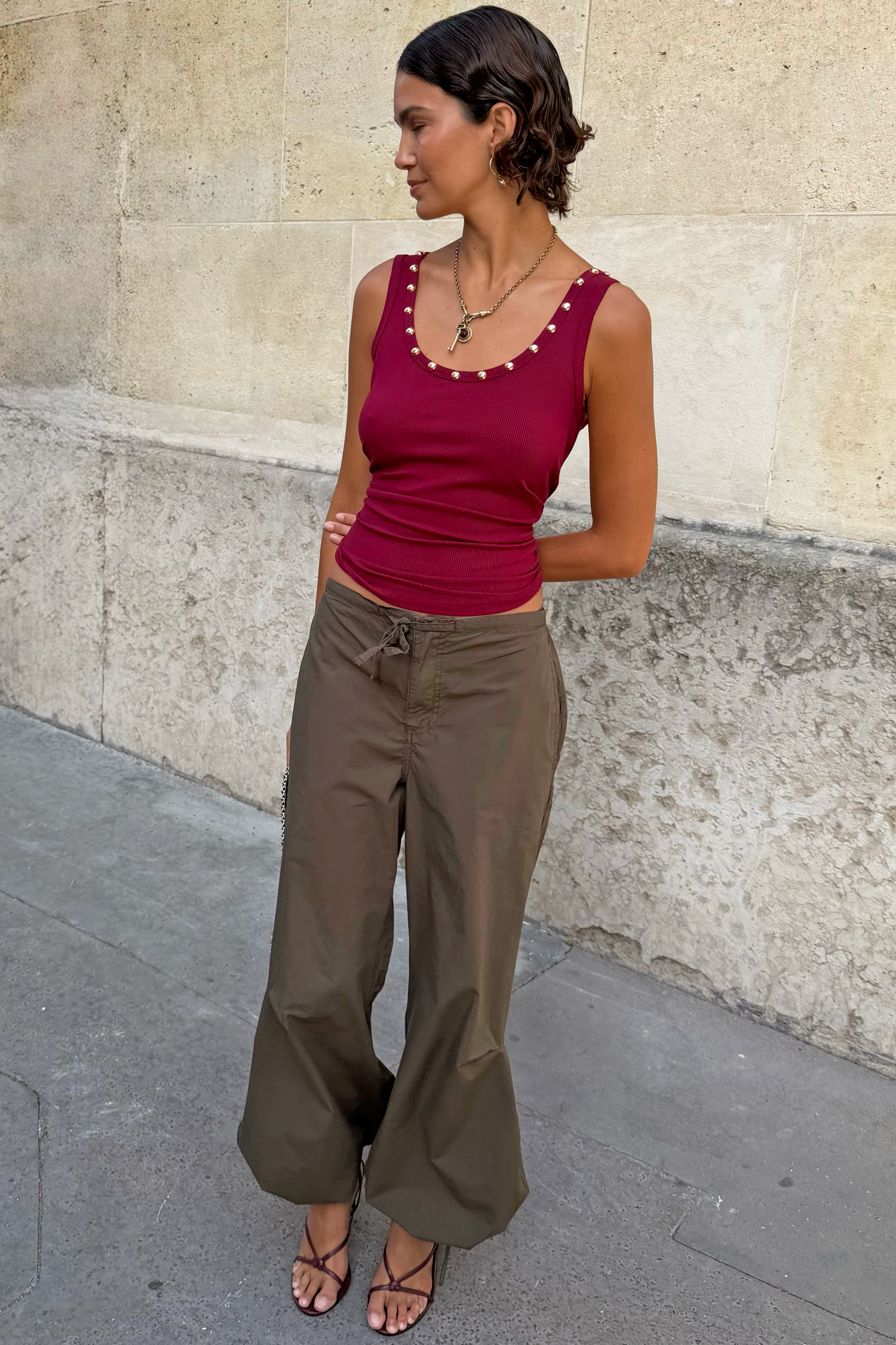 Burgundy Studded Tank