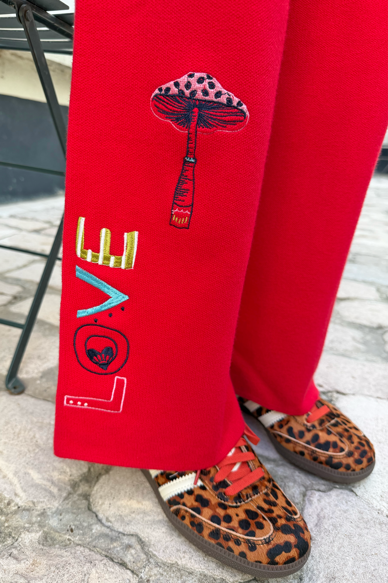 Red Amore Wide Leg Knit Joggers