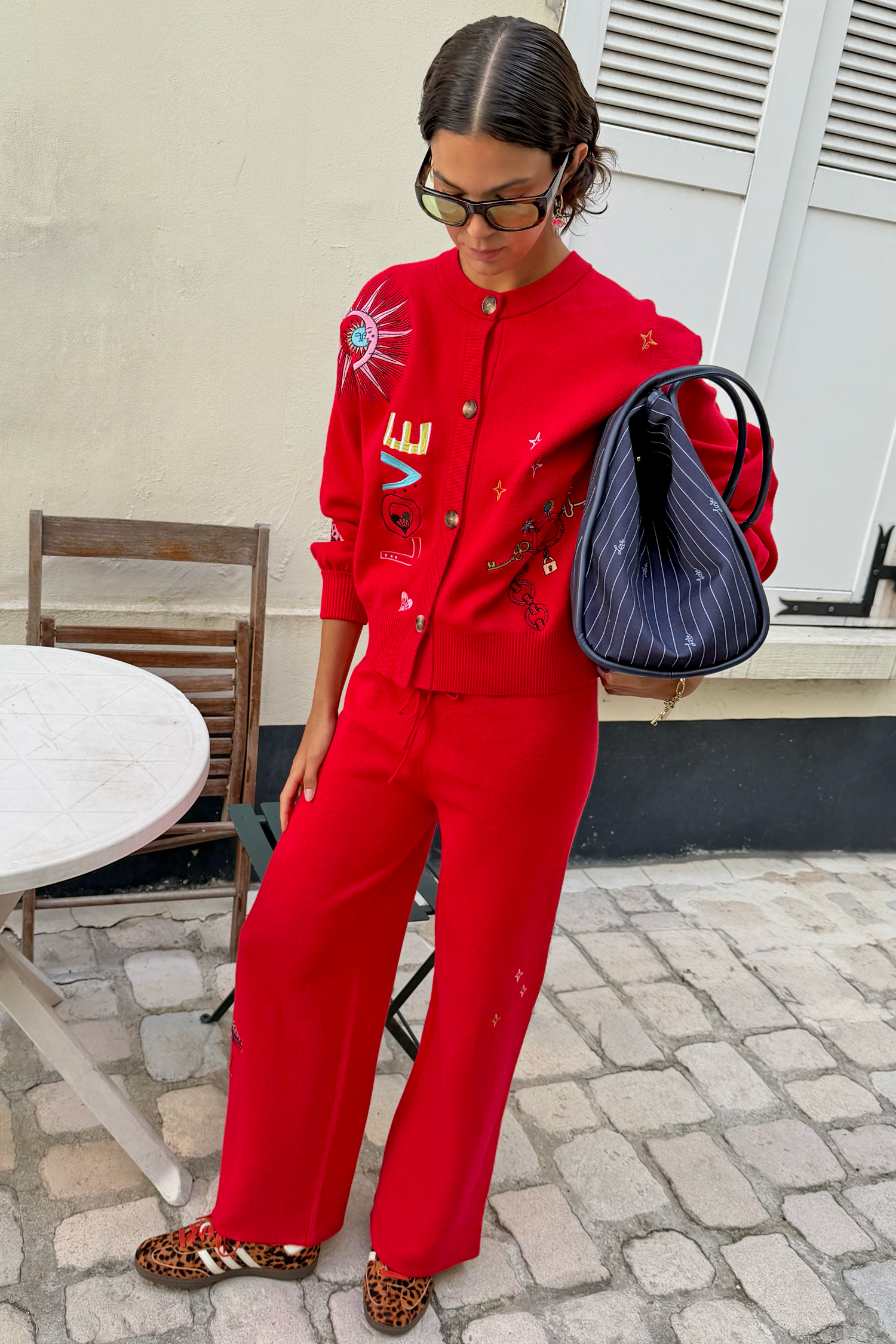 Red Amore Wide Leg Knit Joggers