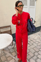 Red Amore Wide Leg Knit Joggers
