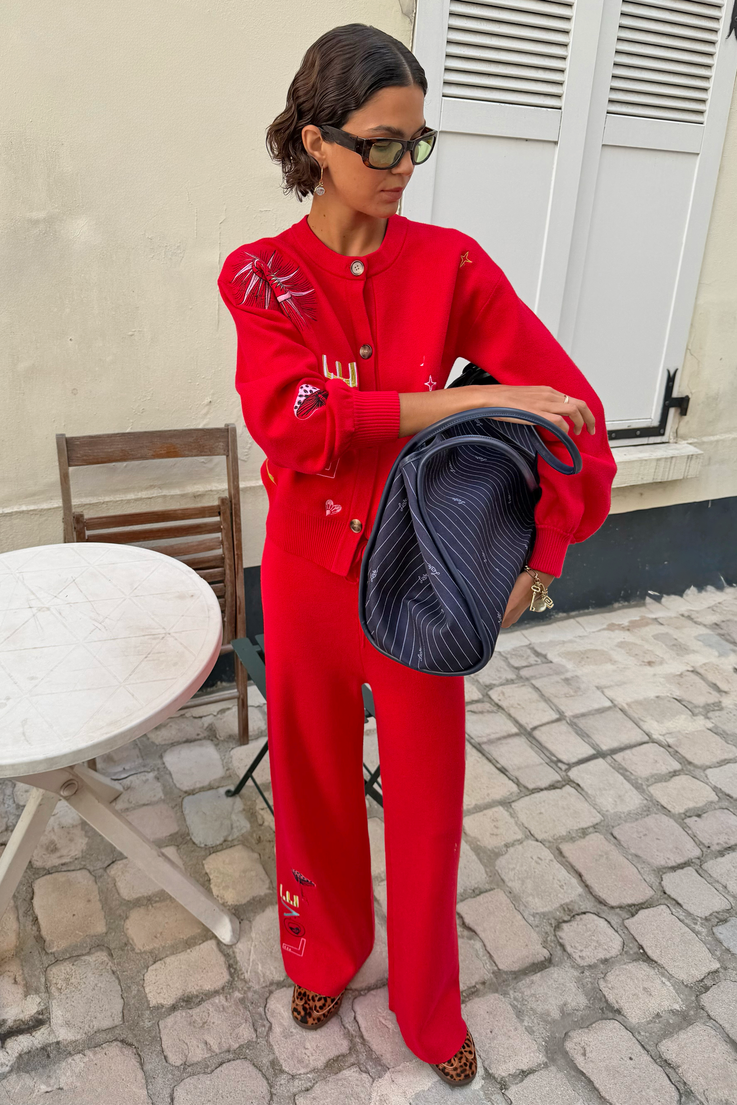 Red Amore Wide Leg Knit Joggers