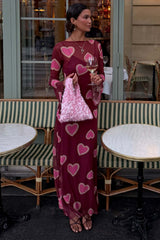 Burgundy Hearts Aria Mesh Dress
