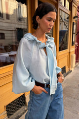 Ice Blue Ruffle Shirt