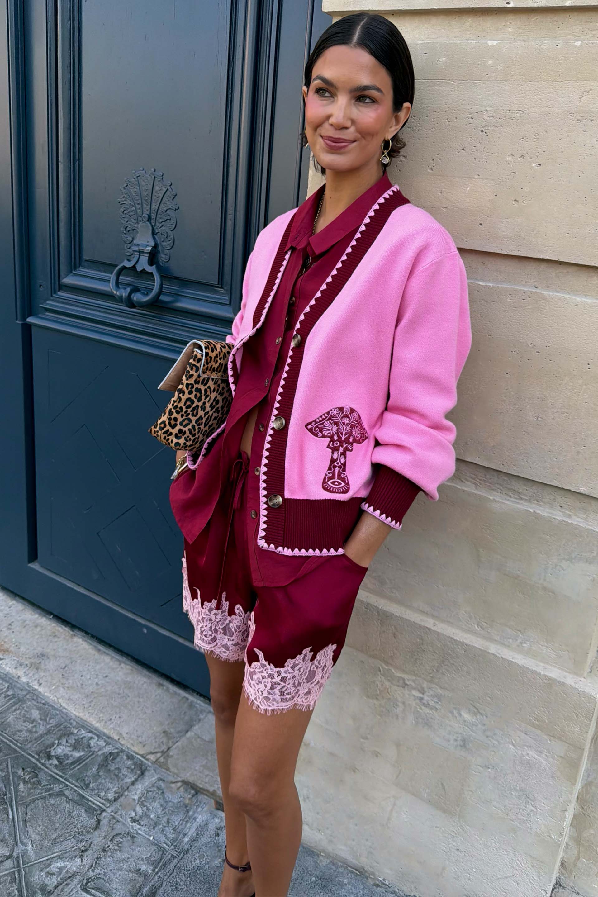 Burgundy and Pink Lace Marley Shirt