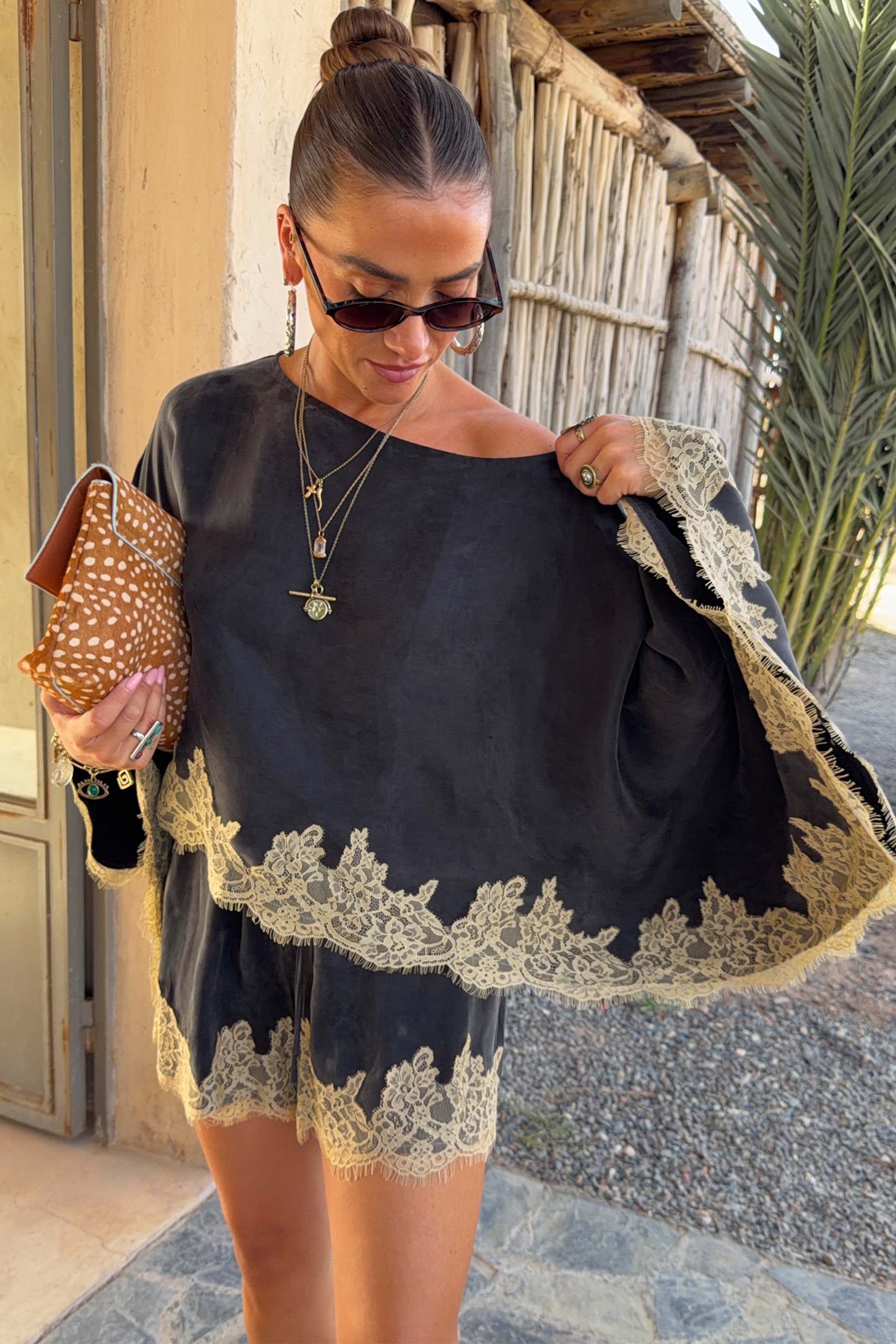 Grey Lace Maeva Shorts