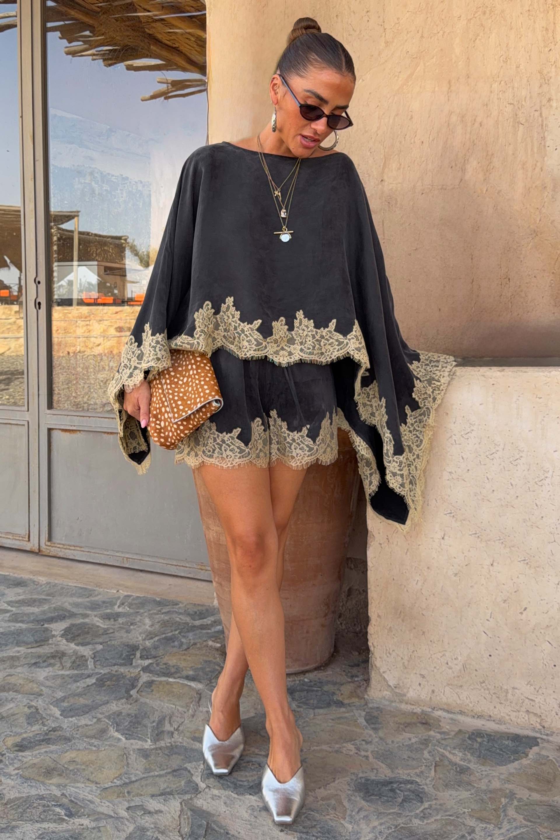 Grey Lace Maeva Shorts