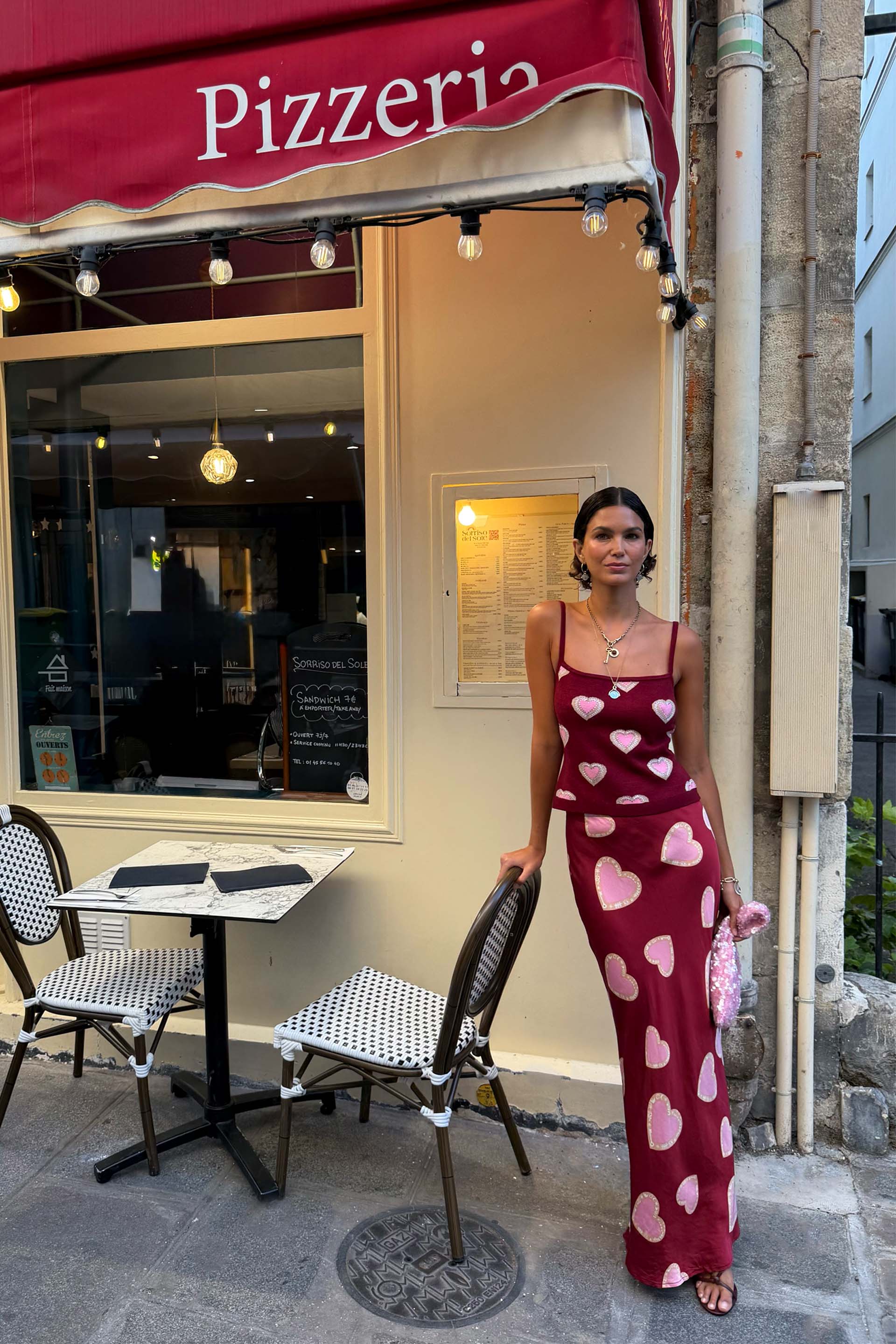 Burgundy Hearts Cami