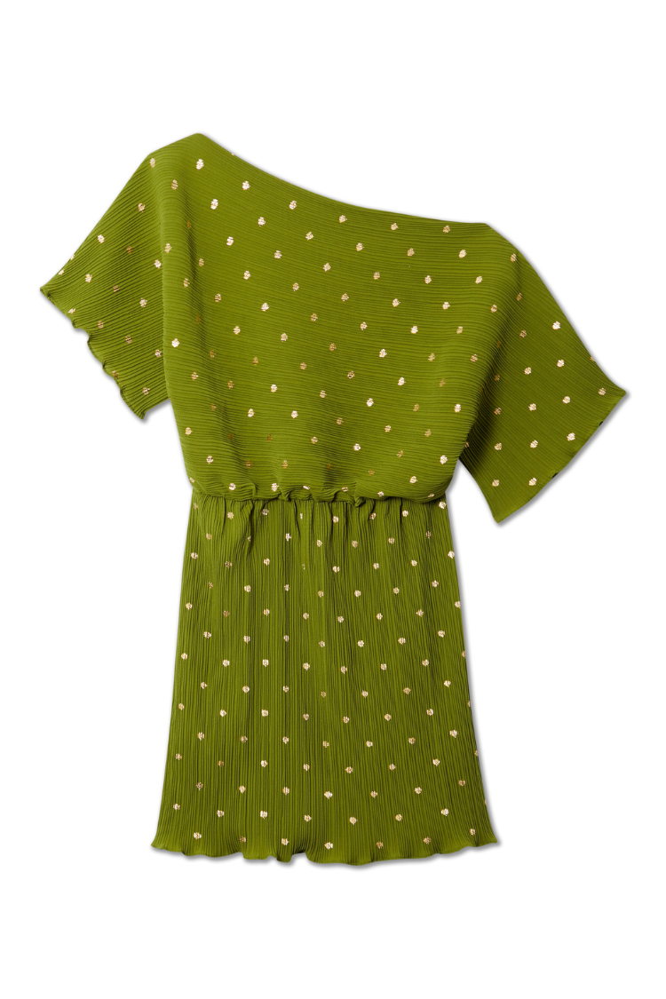 Khaki Mini Plisse Tilly Dress