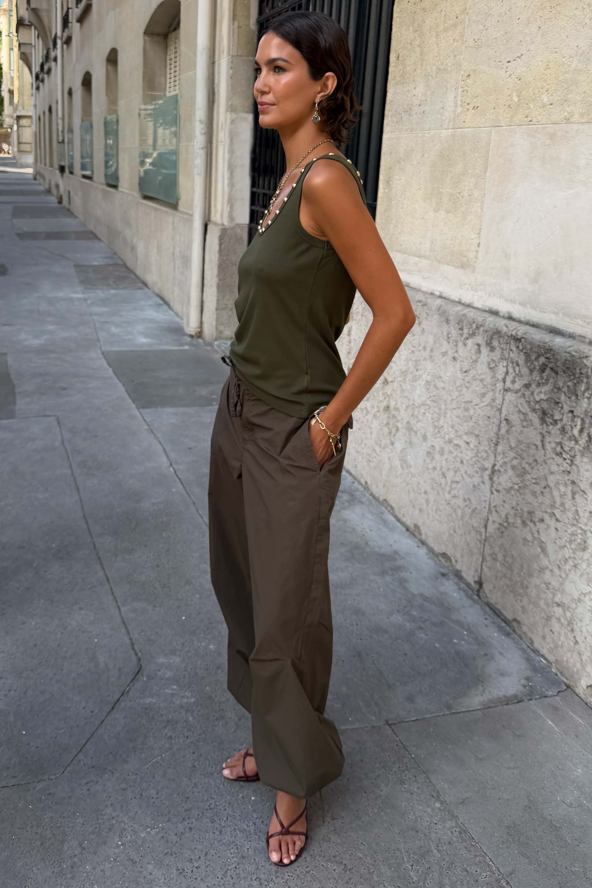 Khaki Studded Tank