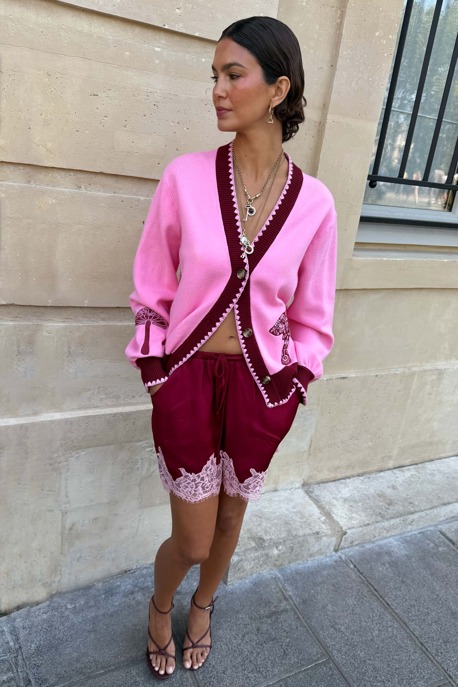 Pink Mushroom Cardigan