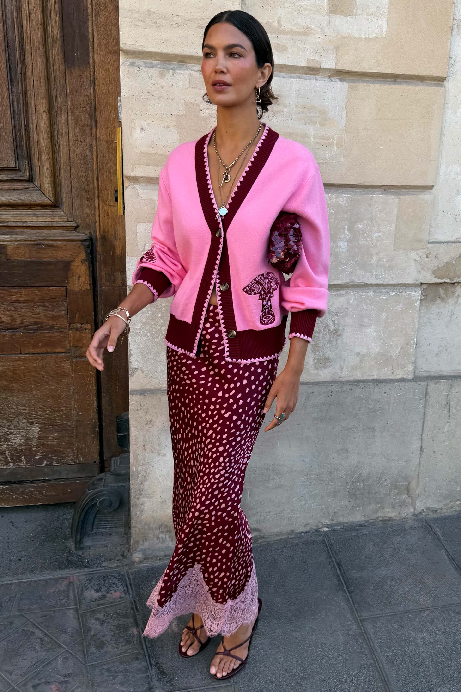 Pink Mushroom Cardigan