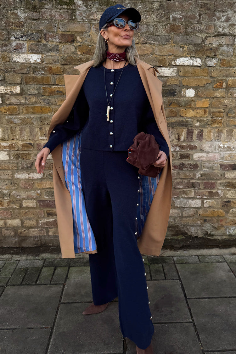 Navy Studded Cardigan
