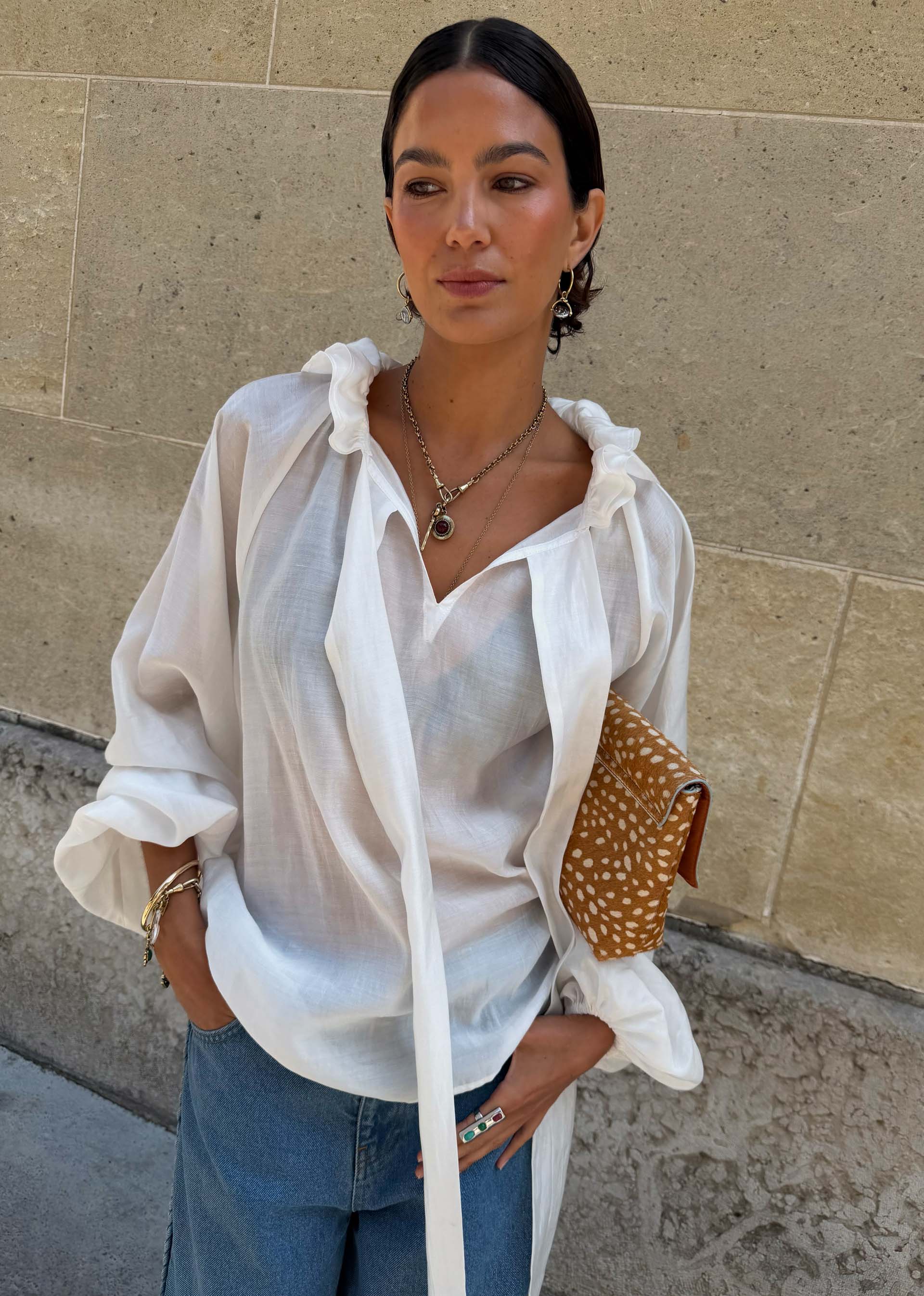 White Ruffle Shirt