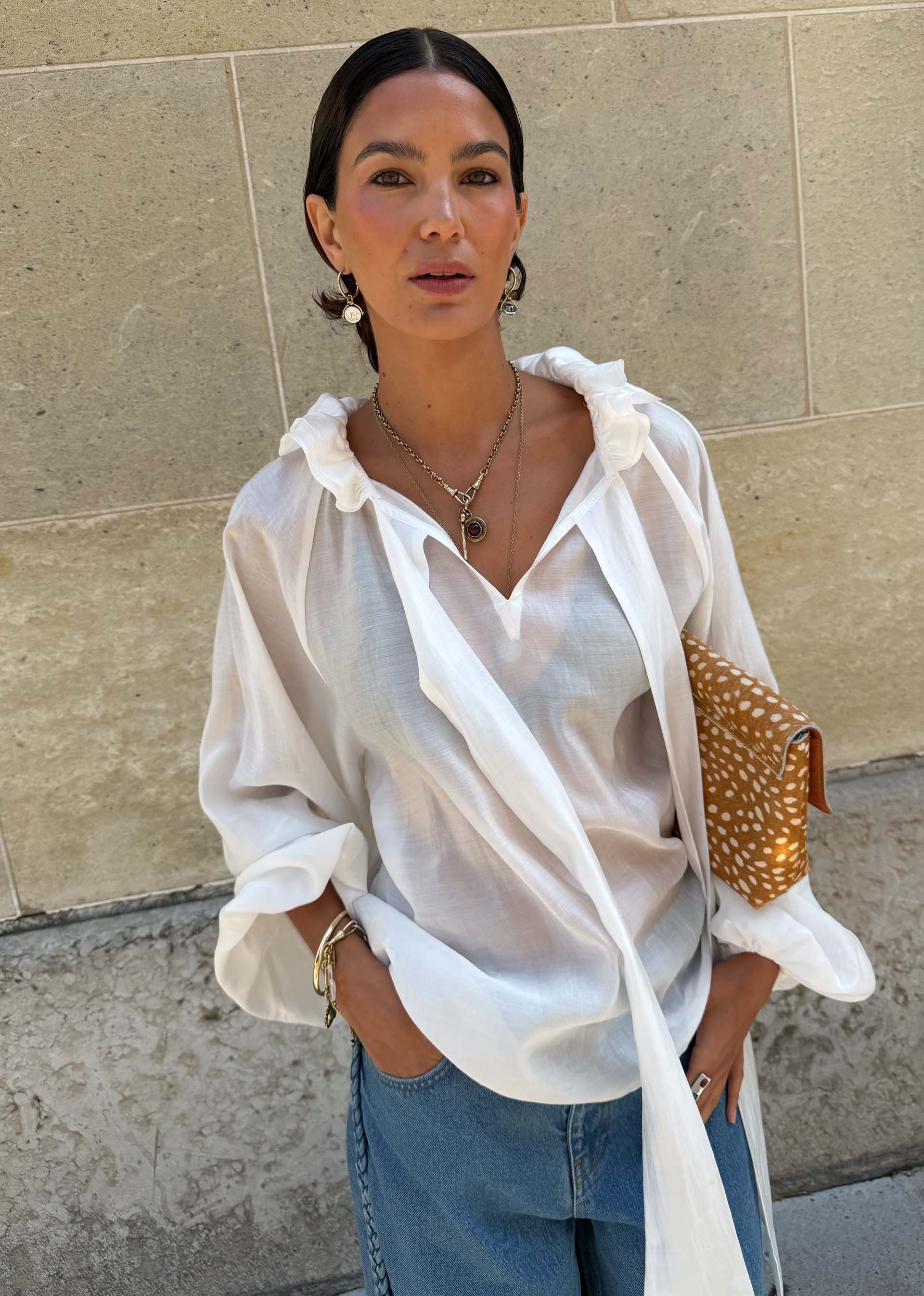 White Ruffle Shirt